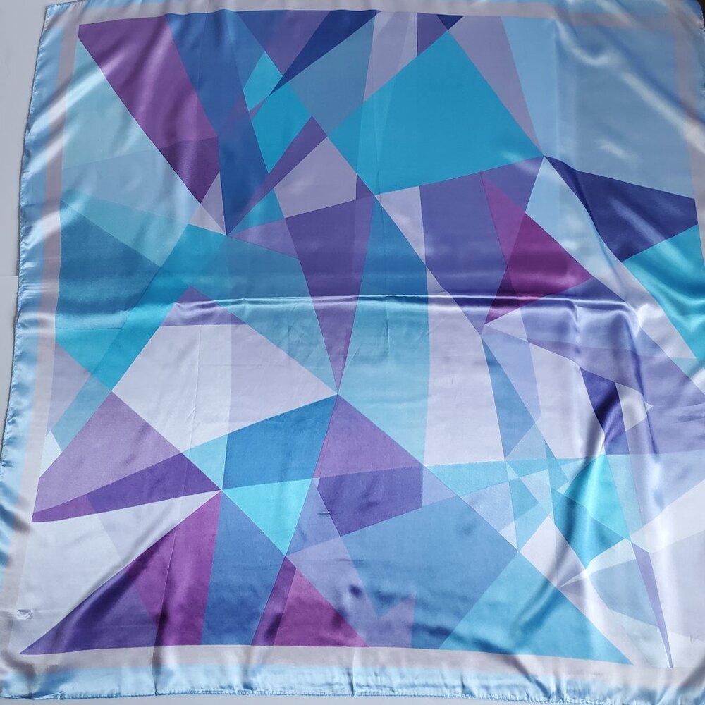 DEVA CURL Square Satin Scarf Wrap for Hair Treatment Soft Pastel Geo Print